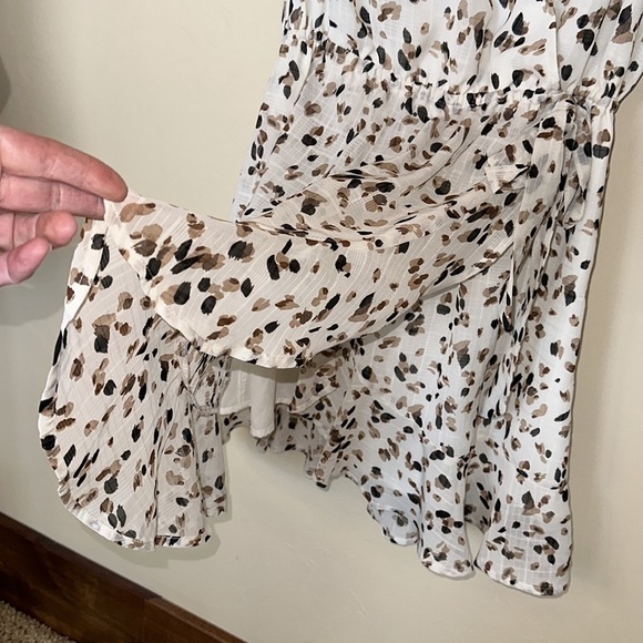 NWT Dress by FATE Cream tan brown black sleeveless ruffle hem Sz S - Picture 9 of 11